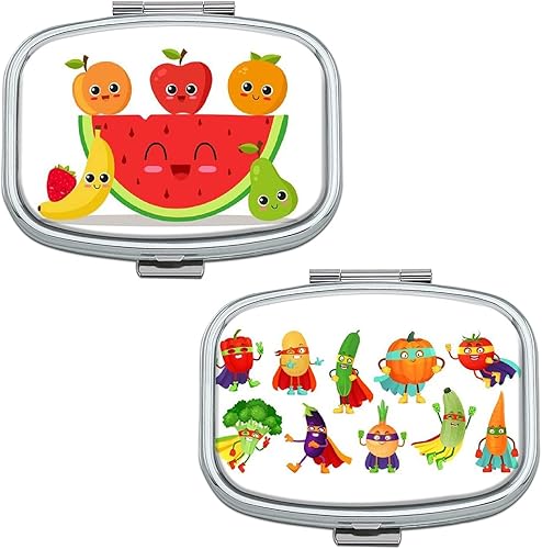 Pastillero de 2 compartimentos para medicina pastillero portátil para bolsillo o bolso pastillero decorativo de metal para medicinas organizador