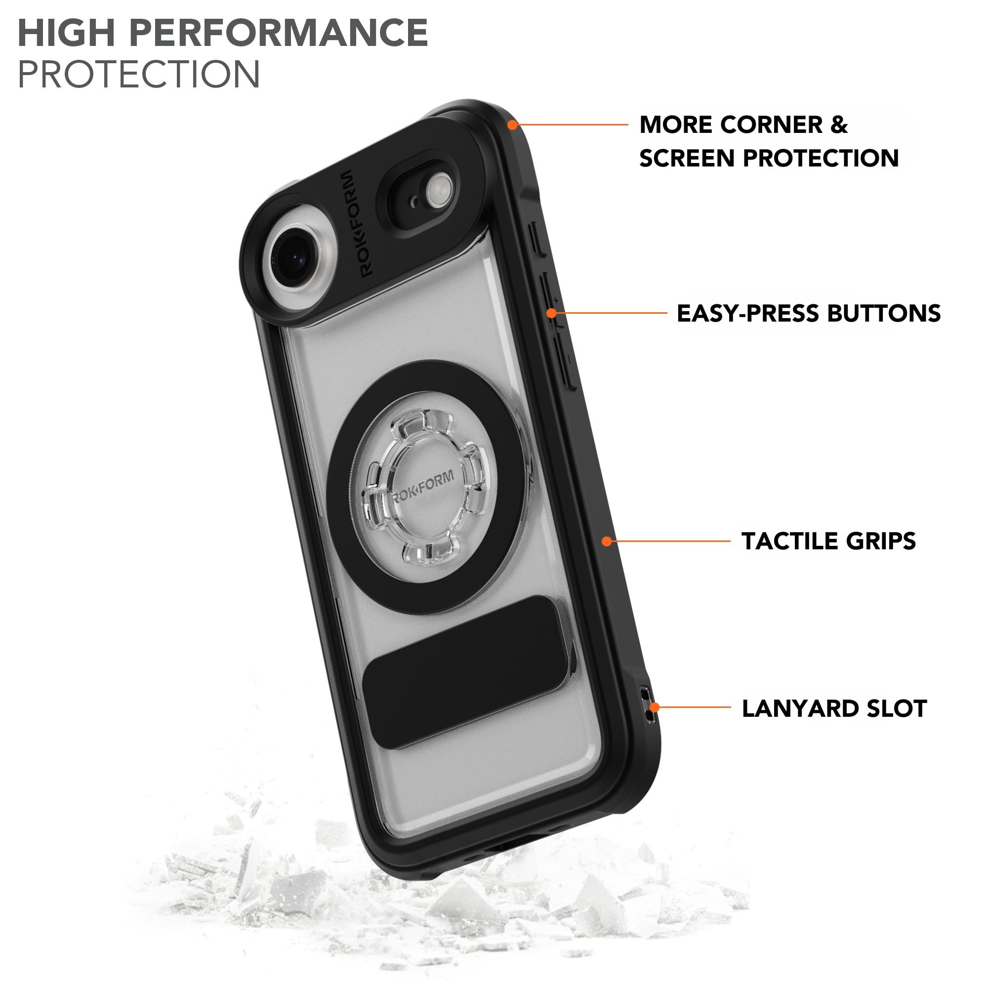 Rokform - Custodia in cristallo compatibile con iPhone 17 Air, custodia magnetica (trasparente)