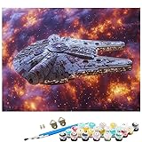 Pintar por Numeros Adultos astronave DIY Pintar por Numeros Niños llama Paint by Numbers Adult Kit de Pintura al óleo de Lienzo con 3 Pinceles Pigmento para Decoración Hogar 50x70cm (Sin marco) L8-584