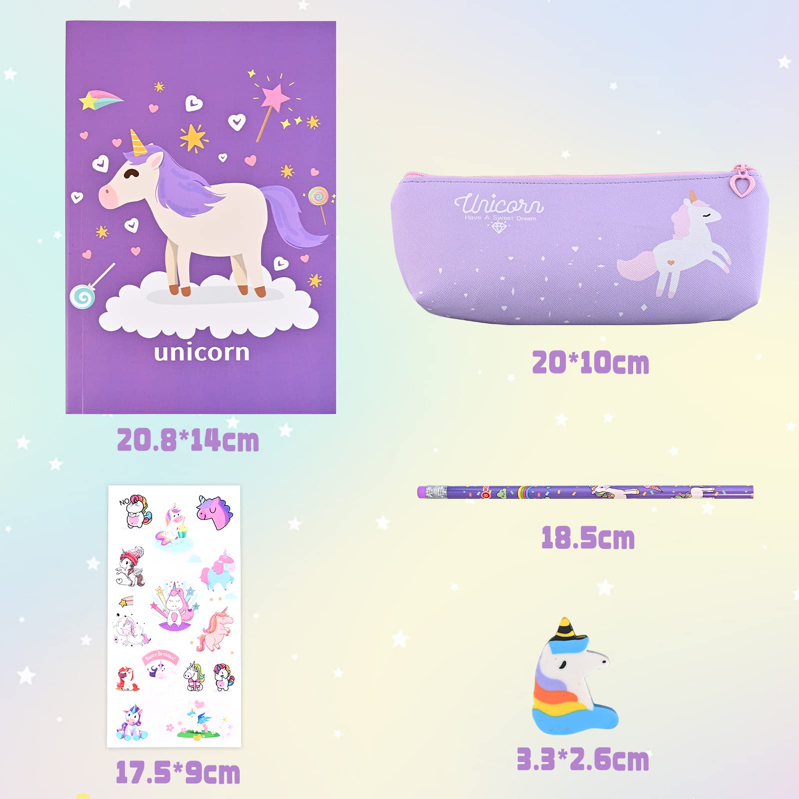 Set Di Cancelleria Unicorno Per Bambine – Astuccio Portapenne Con Matite, Righello, Gomma E Temperamatite – Regalo Creativo Per Il Ritorno A Scuola - 4