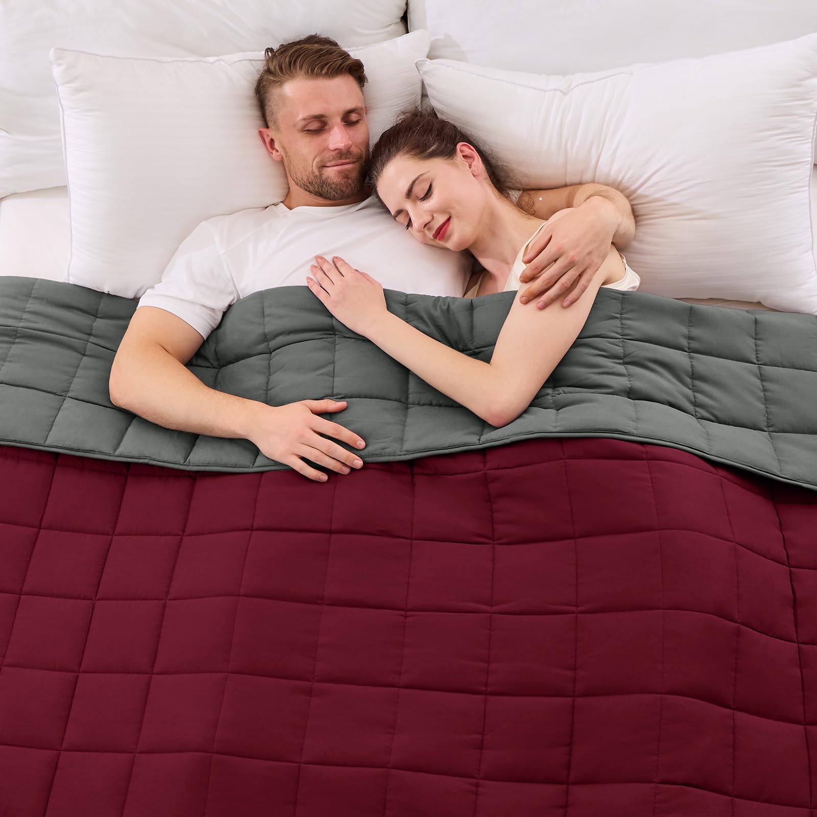 yescool Weighted Blanket for Adults (25 lbs, 88” x 104”, White) Cooling Heavy Blanket for Sleeping Perfect for 240-260 lbs, King Size Breathable Blanket with Premium Glass Bead
