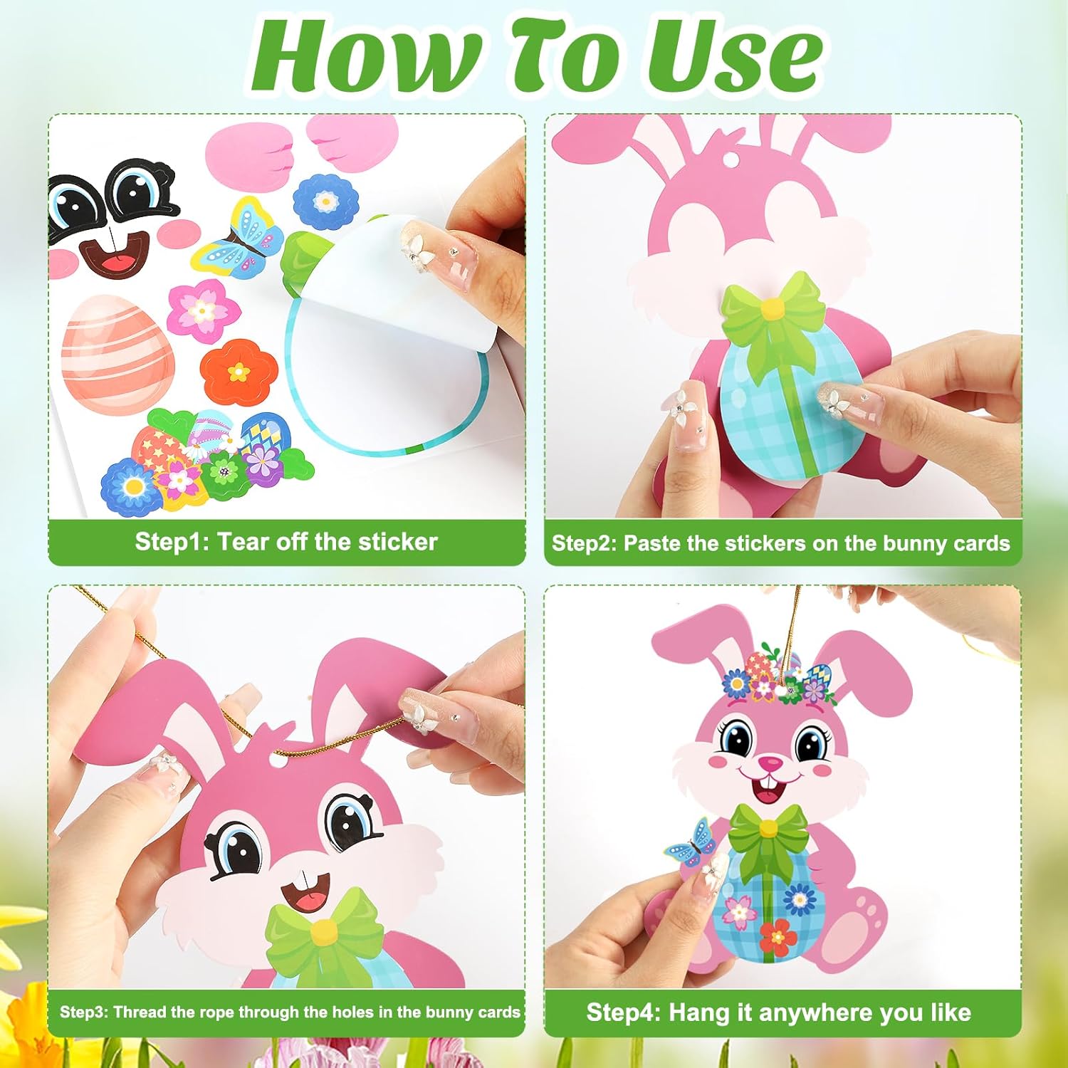 Sealmic Easter Bunny Craft Kit for Kids DIY Make Your Own Bunny Card Set Happy Easter Egg Bunny Sticker for Kids Decoration Holiday Celebration Classroom Home Activity Gift Party Favor Supplies