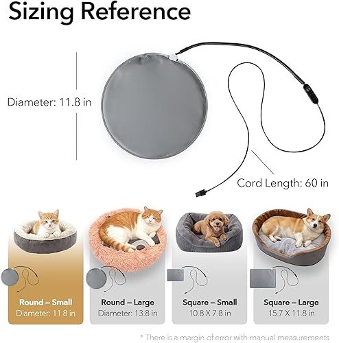 Miniatura 7 de USB Pet Heating Pad, 5V Safe 5-Temp & Timer Waterproof Warmer Turns Any Bed Heated, 140F Auto Shut-Off, for Cats, Dogs IndoorOutdoorTravel Use,