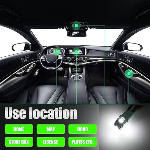 Miniatura 5 de Crynod Juego de 42 luces LED T10 para matrícula de automóvil, 12 V, IP68, impermeable, repuesto de luces de cúpula de automóvil, kit universal de