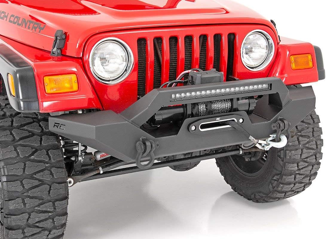 Rough Country Rock Crawler Front Bumper for Jeep Wrangler TJ (1997–2006) & Unlimited (2004–2006) w/Winch Plate & 20" LED Light Bar