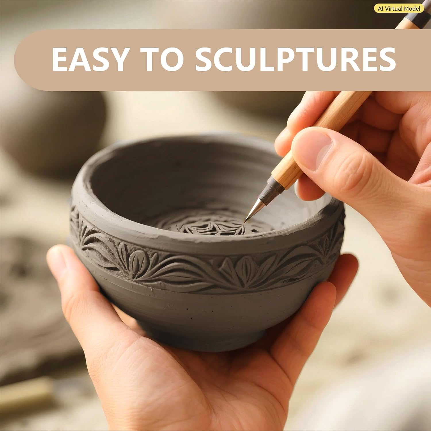 VIBRATITE Natural Air Dry Clay Bulk, 10LBs All-Purpose Modeling Sculpting Pottery Clay for Beginners and Professional (Gray)