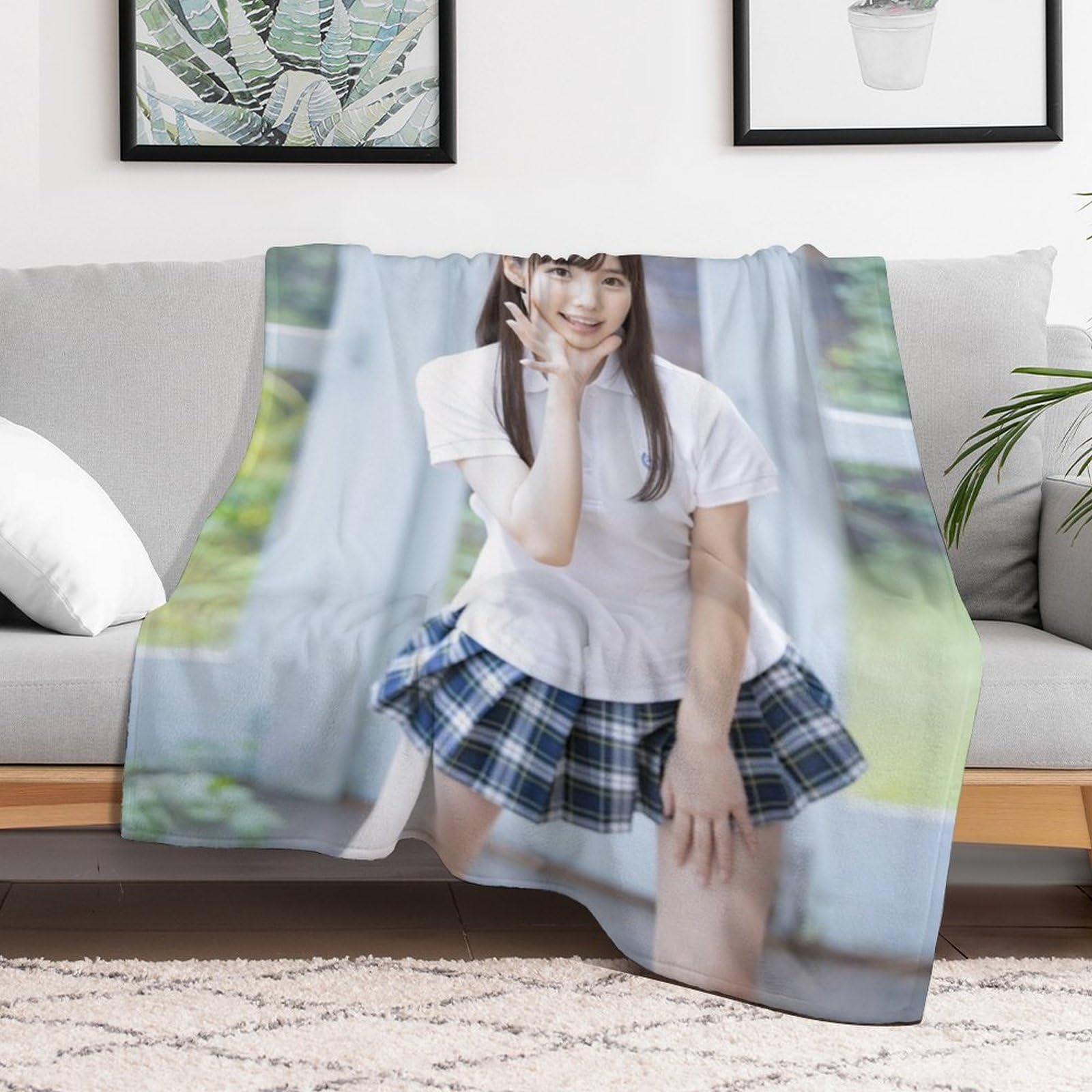 Amazon｜ブランケット 楠木あず フランネル 毛布 ひざかけ 軽量 洗える