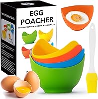 Vista 1 de Poached Egg Cooker - Egg Poaching Cups, Non-Stick Silicone, Microwave & Stovetop, 4 Pack, BPA Free