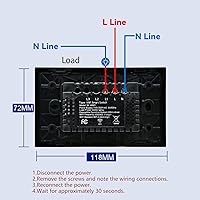 Vista 3 de WiFi Smart Light Switch,Neutral Wire Required,Single-Gang 1-Button Wall Switch,2.4GHz,Works with Alexa,110–220V,Black