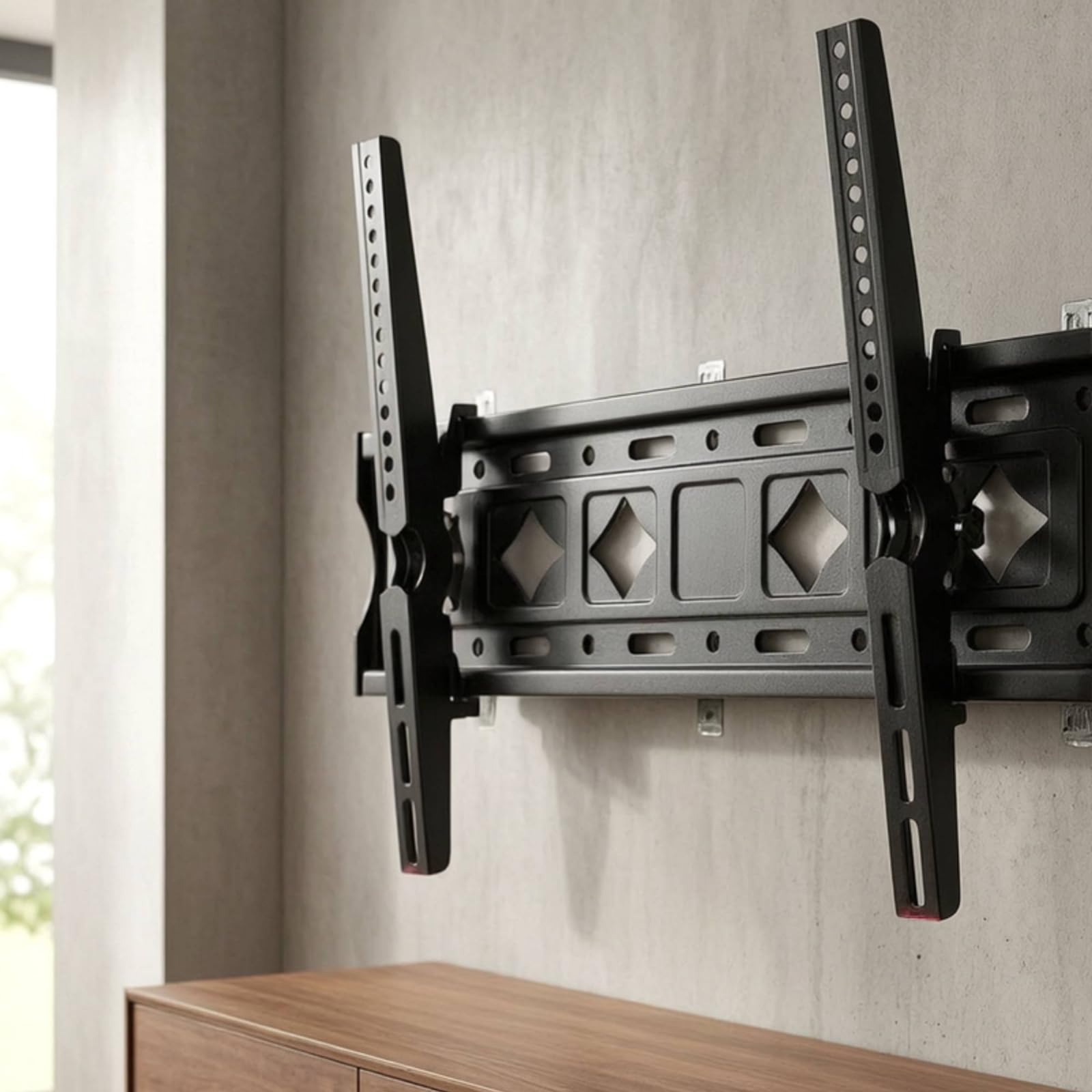 Staffa a per TV a Basso Profilo Regolabile TV con Guide Regolabili in Altezza Universale Staffa Piastra Orizzontale