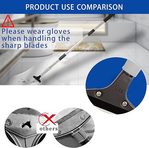 Miniatura 4 de Frebuta Rascador de piso, rascador de hoja de afeitar resistente de 4 pulgadas, raspador de pintura de metal con 10 cuchillas de metal adicionales,