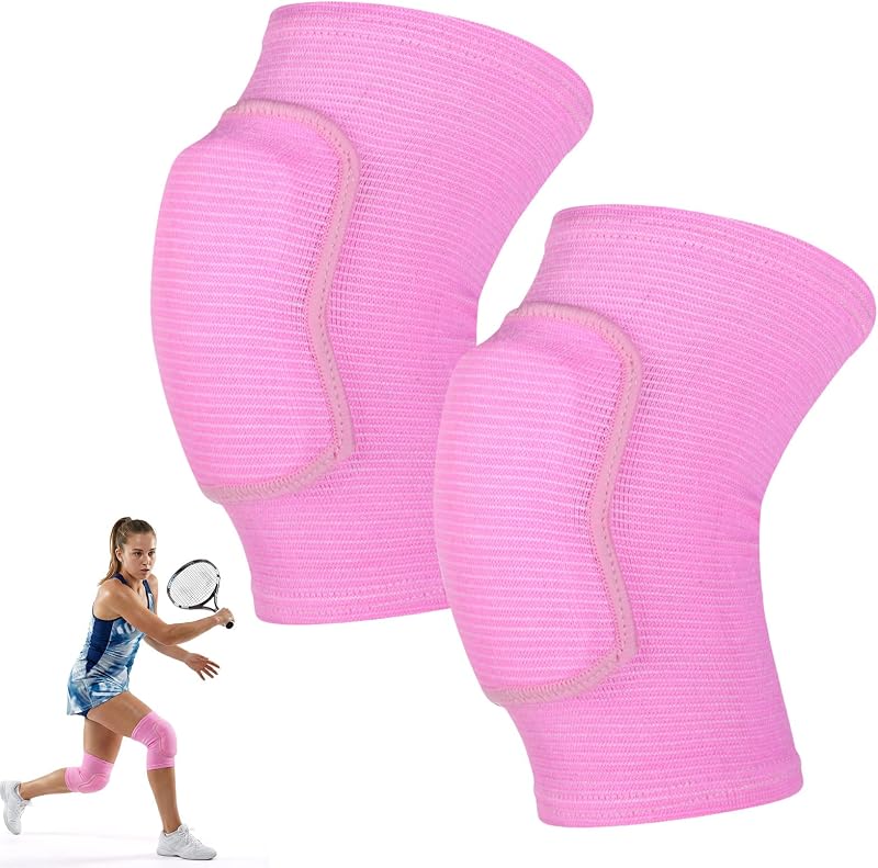 1 Pair Dance Knee Pads for Women, Breathable Thick Volleyball Knee Pads | Girls Volleyball Knee Pads for Volleyball Basketball Football Dance Workout Climbing Etc Various Sports (Pink, M)
