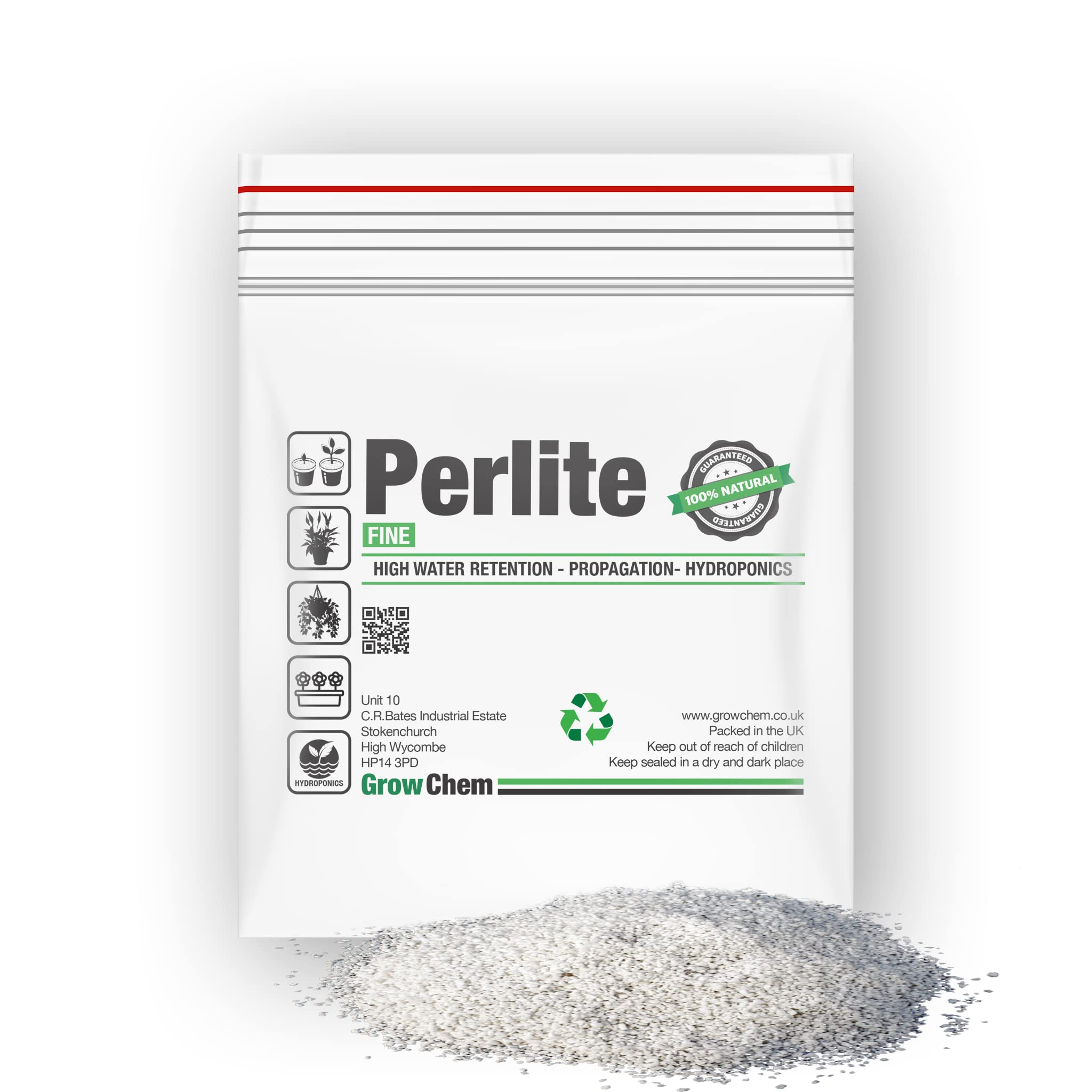 Perlite For Plants, 2.5L Fine Grade (1-3 MM), Premium Quality, Hydroponic, Propagation, Ideal for Indoor & Outdoor Growing Seeds & Plants, High Water Retention