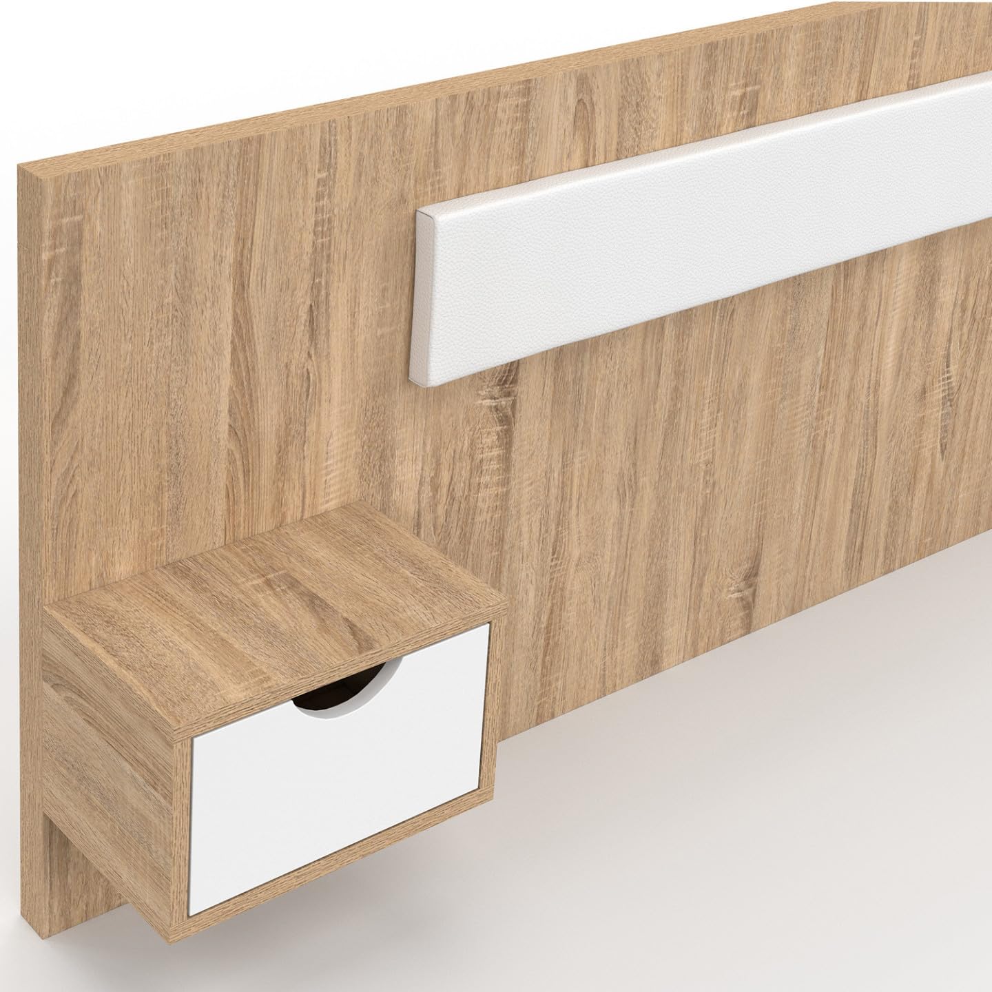 IDMarket - Tête de lit Suspendue avec chevets Santa pour lit 140, 160 et 180 cm Bois et Blanc