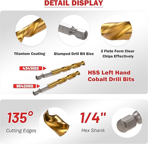 Miniatura 10 de Juego de 5 extractores de pernos resistentes, juego de extractor de pernos de 1/2 pies, juego de extractor de tuercas para quitar tuercas peladas