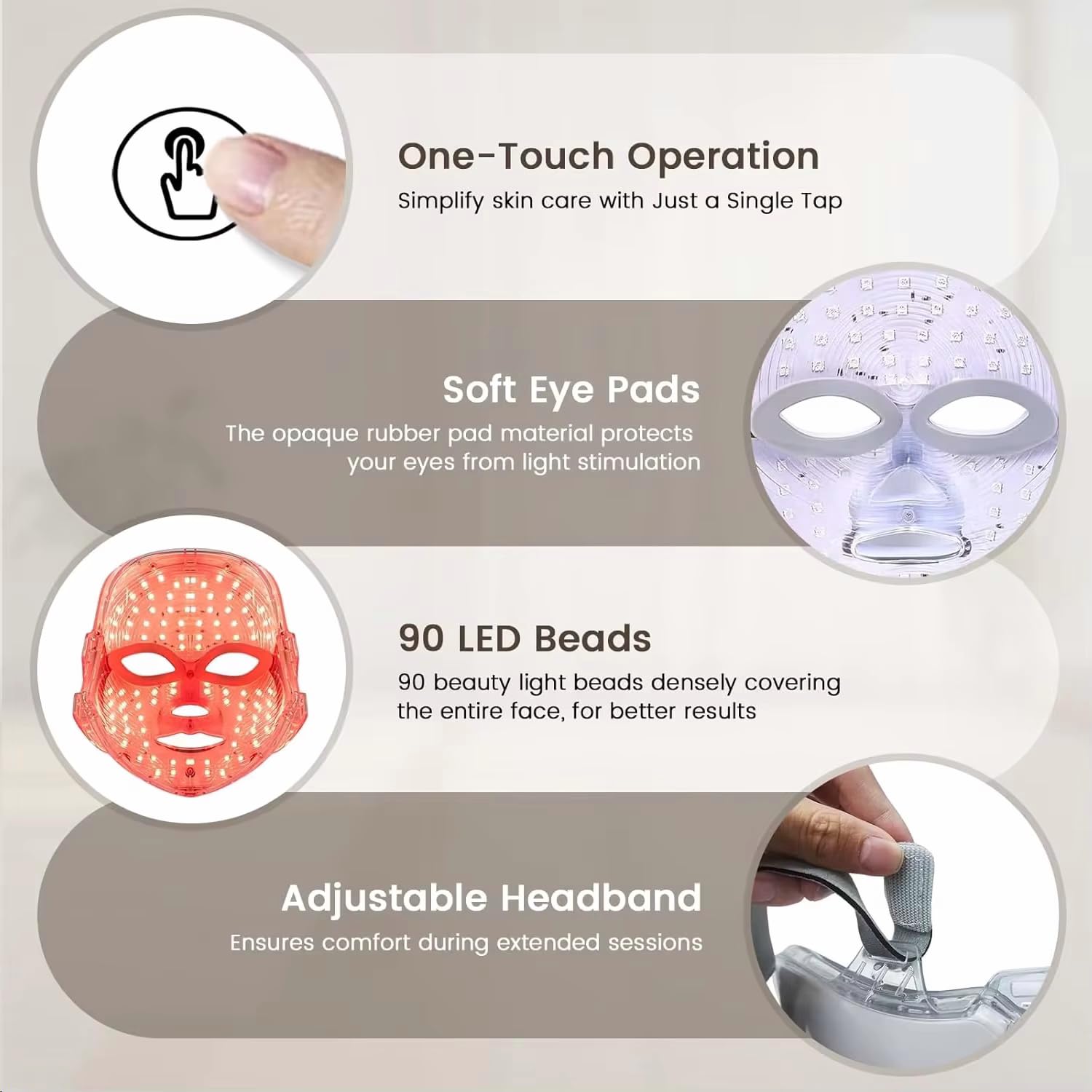 Masque de thérapie par lumière LED, 7 couleurs, masque de thérapie par lumière rouge, pour rajeunissement de la peau, anti-âge, traitement de l'acné, soin du visage Masque LED avec sangle réglable