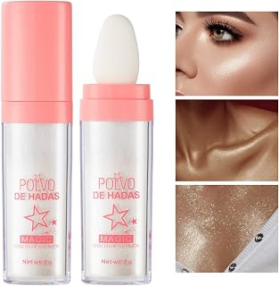 Highlighter Powder Stick,Body Glitter Shimmer Face Highlighter Powder & Blush Stick,Glitter Face Shine Hair High Gloss Blush Contour Powder Makeup,Create Sparkling Charming Glittery Makeup(01#Pearl White)