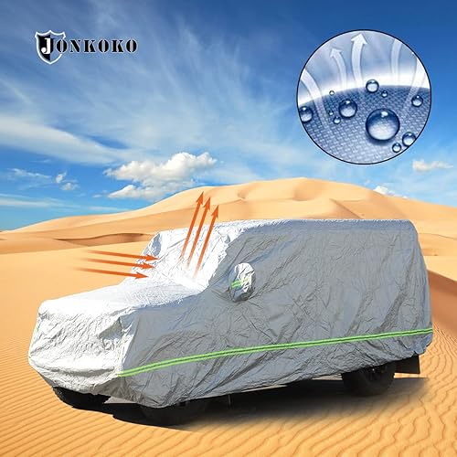 Vista 12 de Funda impermeable para automóvil para todo tipo de clima, para exteriores, protección contra el viento y la nieve, para Land Rover Defender 110