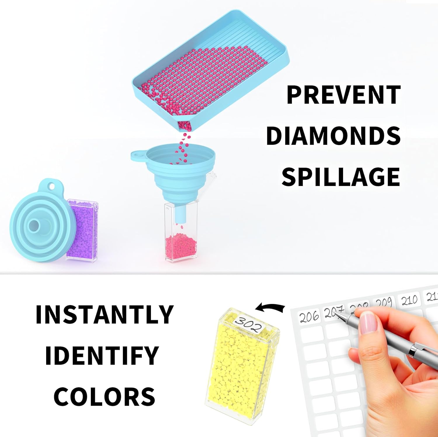 VANSUNS Diamond Painting Storage Containers Art Kits for Adults, 160 Slots Portable Bead Storage Boxes for Diamond Painting Accessories and Tools, Blue