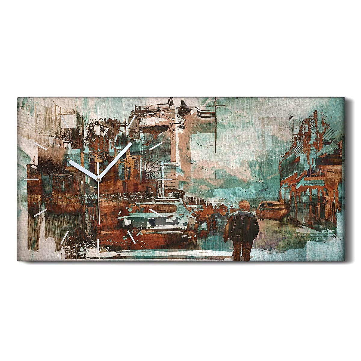 Horloge tableau abstrait 60x30cm art mural contemporain silencieux ne pas tic tac