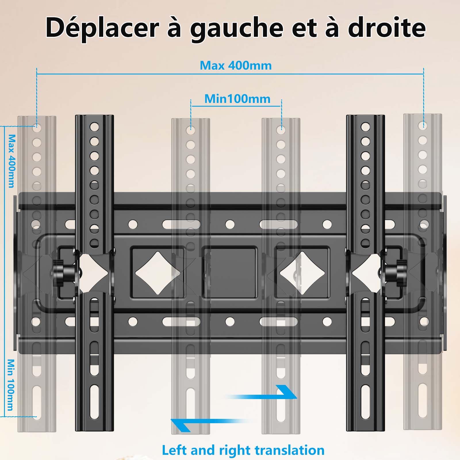 Support Mural TV inclinable pour la Plupart 32 à 68", VESA Jusqu’à 400x400mm et Charge maximale 60 KG, 40 43 50 55 58 60 65 Pouces réglable Rack Mural pour TV,Support TV Mural,TV Wall Mount
