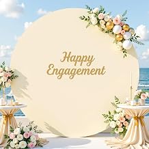 6.6FT Beige Round Backdrop Cover Polyester Arch Backdrop Cover for Circle Stand Wedding Arch Party Birthday Photography Decoration