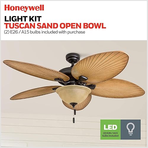 Miniatura 3 de Honeywell Ceiling Fans Palm Valley 50507-01 - Ventilador de techo tropical para interiores y exteriores de 52 pulgadas con luz, cadena de tracción,