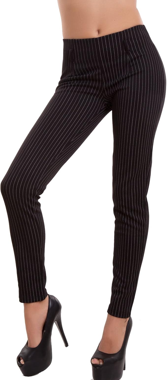 Toocool - Pantaloni Donna Aderenti Skinny Slim GESSATI gessato Eleganti  Nuovi CJ-2030 [XL,Nero] : Amazon.it: Abbigliamento