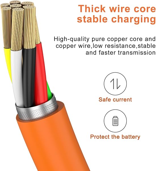Replacement Fast Charging Charger Cable Power Cord compatible for Ring Enabled Video Doorbell (2020 Release) 2/3/3 Plus/4, Doorbell Pro/Plus and Camera Battery Charging Cable (Orange) - 4