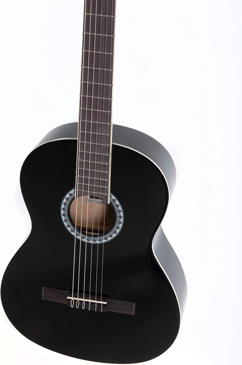 GEWA E-Acoustic Classical Guitar BASIC 4/4, Classical Guitar (ideal for ages 12 and up, nickel silver frets, chrome-plated tuners, lime and pakka wood, scale length: 650 mm, nut width: 52 mm), Black
