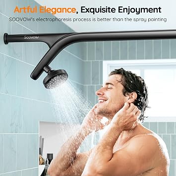 Dual Shower Head System- Double Showerheads for Couples - Black