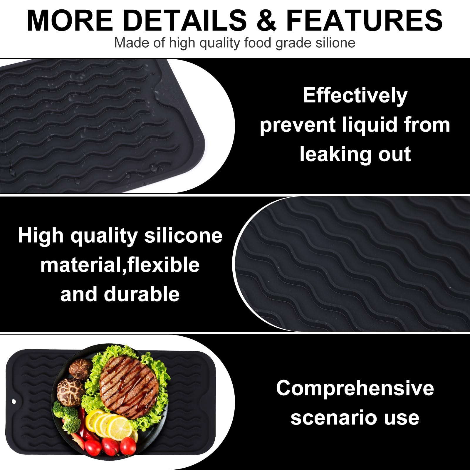 Jasfyee 2 Pcs Silicone Dish Drying Mat - Image 4
