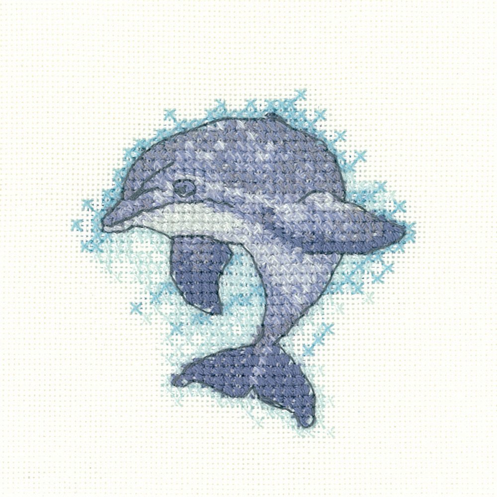 Heritage Crafts Little Friends Dolphin Counted Cross Stitch Kit - Aida