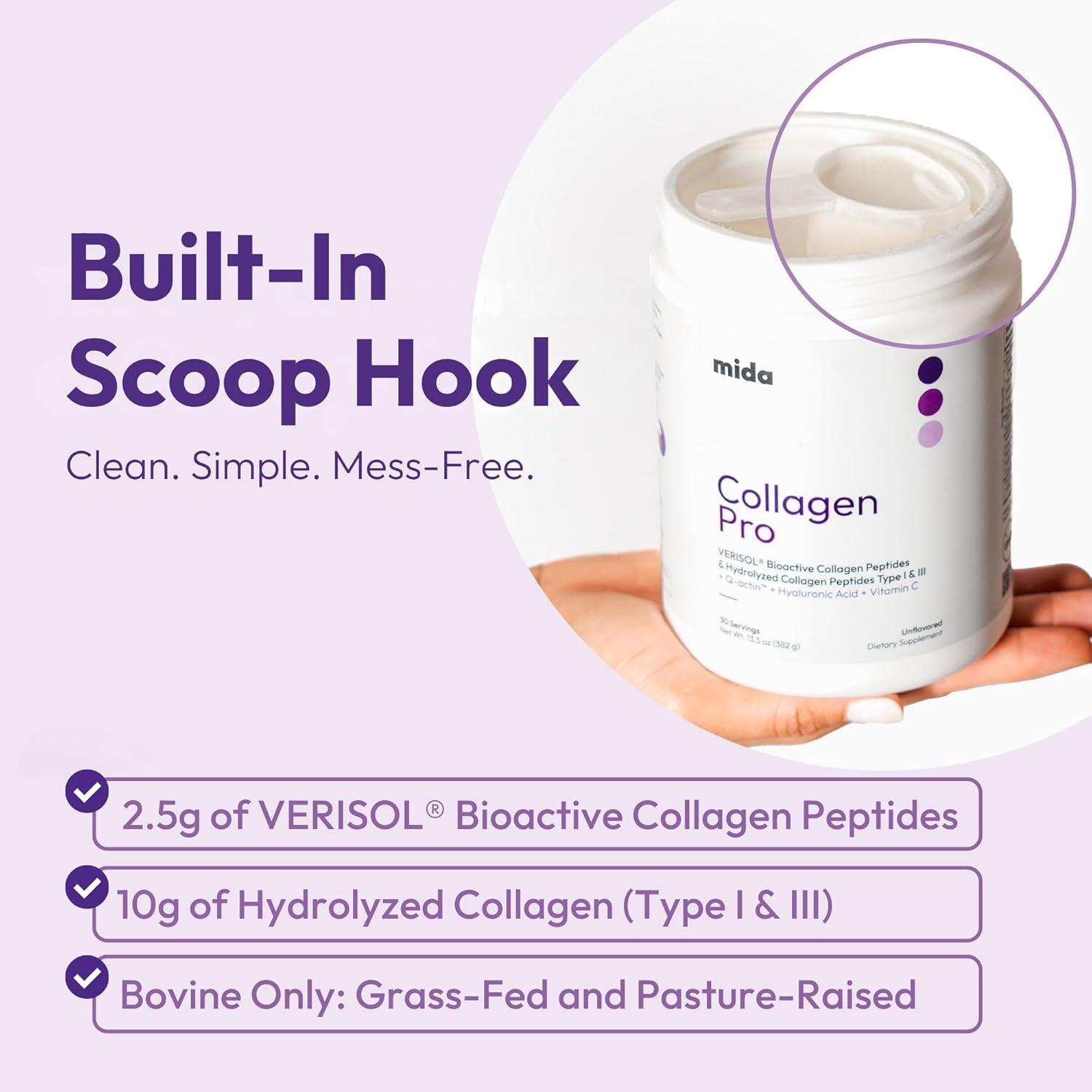 VERISOL® Hydrolyzed Collagen Peptides Type I & III with Vitamin C, Hyaluronic Acid, Biotin, Q-ACTIN® | Unflavored Powder for Smooth Skin, Thick Hair, Strong Nails & Joint Health | 30 Servings