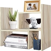 Vista 1 de TY ARTS & CULTURE - Organizador de almacenamiento de escritorio de madera expandible multiusos, estante de exhibición, estante de mostrador, Beige