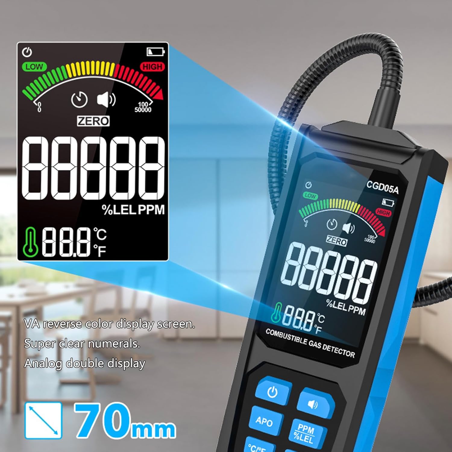 Leak Detector 50-50000PPM Combustible Propane Methane Sensors Sniffers Portable Handheld Tester For Indoor Home