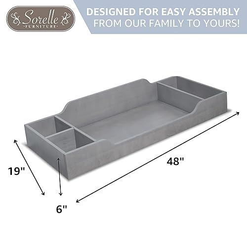 Miniatura 4 de Sorelle Cambiador de muebles para tocador, vestidor y solución de cambio de pañales para tocador de bebé, muebles de guardería, gris piedra