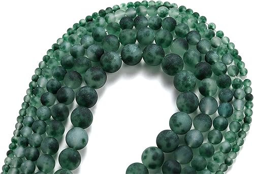Miniatura 5 de Cuentas de piedra verde esmeralda mate natural de 0.472 pulgadas (0.472 in), cuentas redondas sueltas de jaspe para manualidades, pulseras,