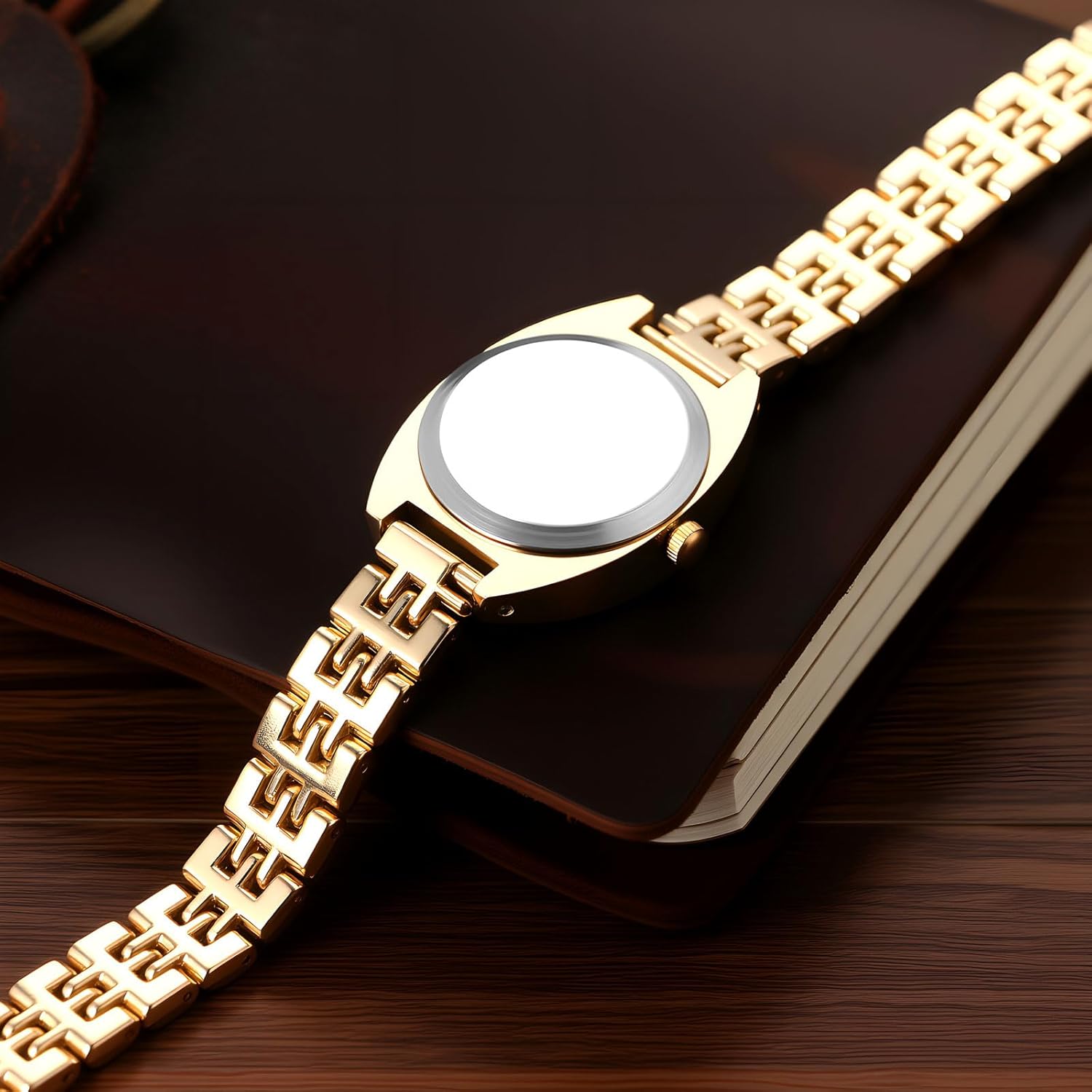 Avaner Women's Stainless Steel Wrist Watches: Ladies Gold Silver Elegant Rhinestones Bling Barrel-Shaped Analog Quartz Bracelet Watch - Image 3