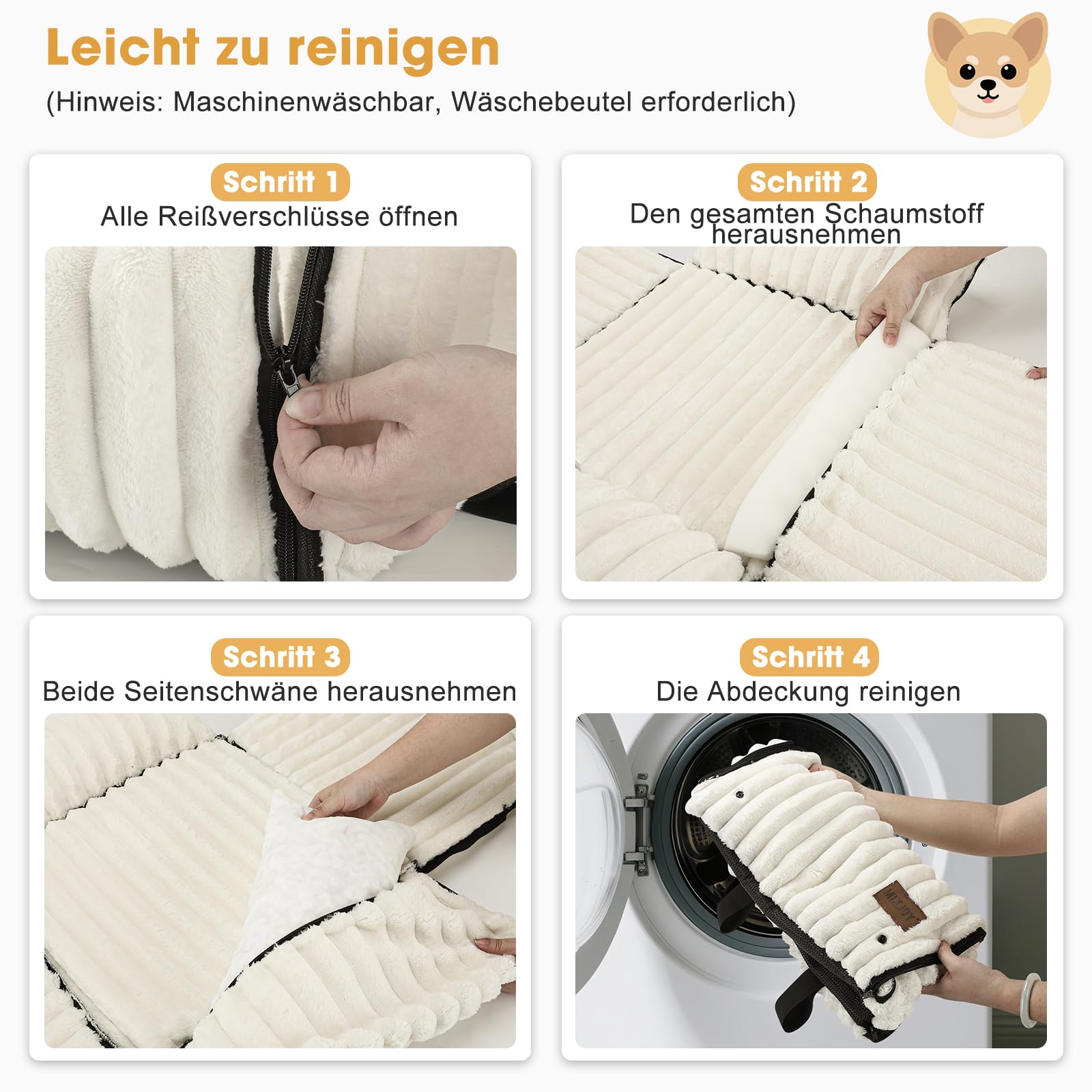 Seggiolino Auto Per Cani MIXJOY – Imbottito In Memory Foam, Antiscivolo, Lavabile, Convertibile 4-in-1, Per Cani Piccoli E Medi (fino A 11 Kg), Beige