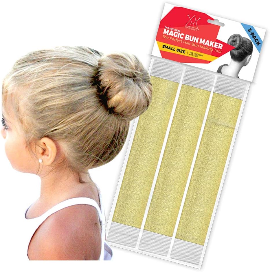 Hawwwy Hair Bun Maker 3 Pack - Ideal Bun Maker For Long Hair - Easy-To-Use Donut Bun Maker For Women And Kids - Quick and Stylish Updos For All Hair Types for Daily Use or Special Occasions - Gold