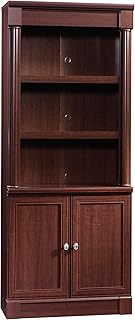 Sauder Palladia Book Shelf, Bookshelf with Storage, Library Bookcase with Doors and Adjustable Shelves, in Select Cherry finish