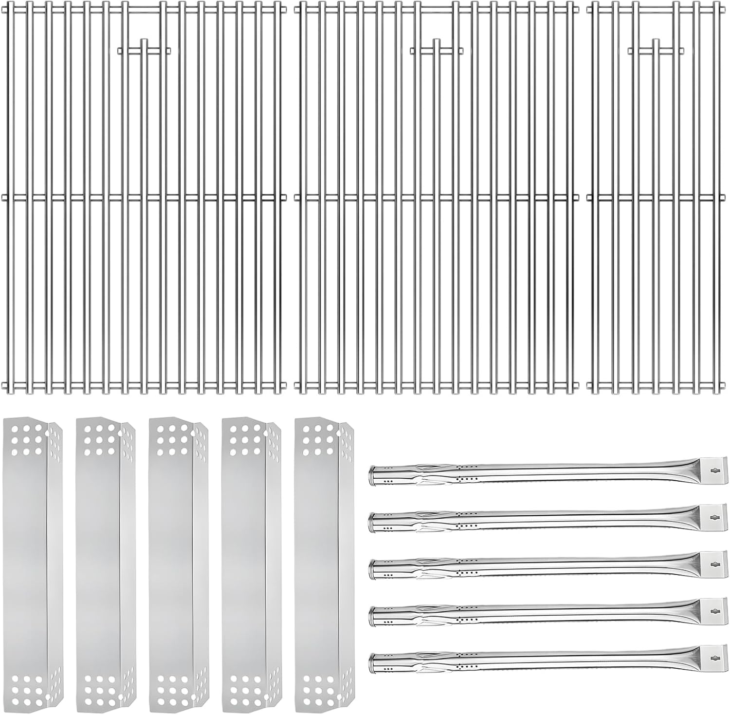 Hisencn Grill Parts Kit for Nexgrill 5 Burner 720-0882A Gas Grill, Stainless Steel Grill Burners, Heat Plates Tent Shields Flame Tamers, Cooking Grates for Nexgrill Grill Parts
