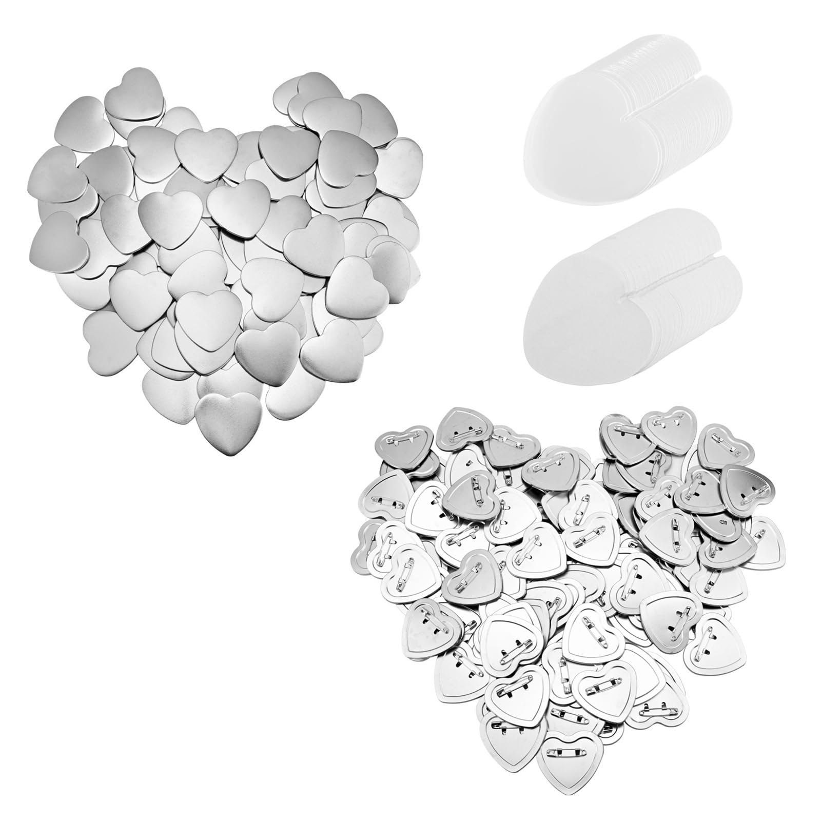 100 szt. pustych części do maszyny do produkcji znaczków, zestaw znaczków DIY na bazie plastiku/metalu, części do guzików 58 mm, materiały eksploatacyjne do maszyny do produkcji znaczków