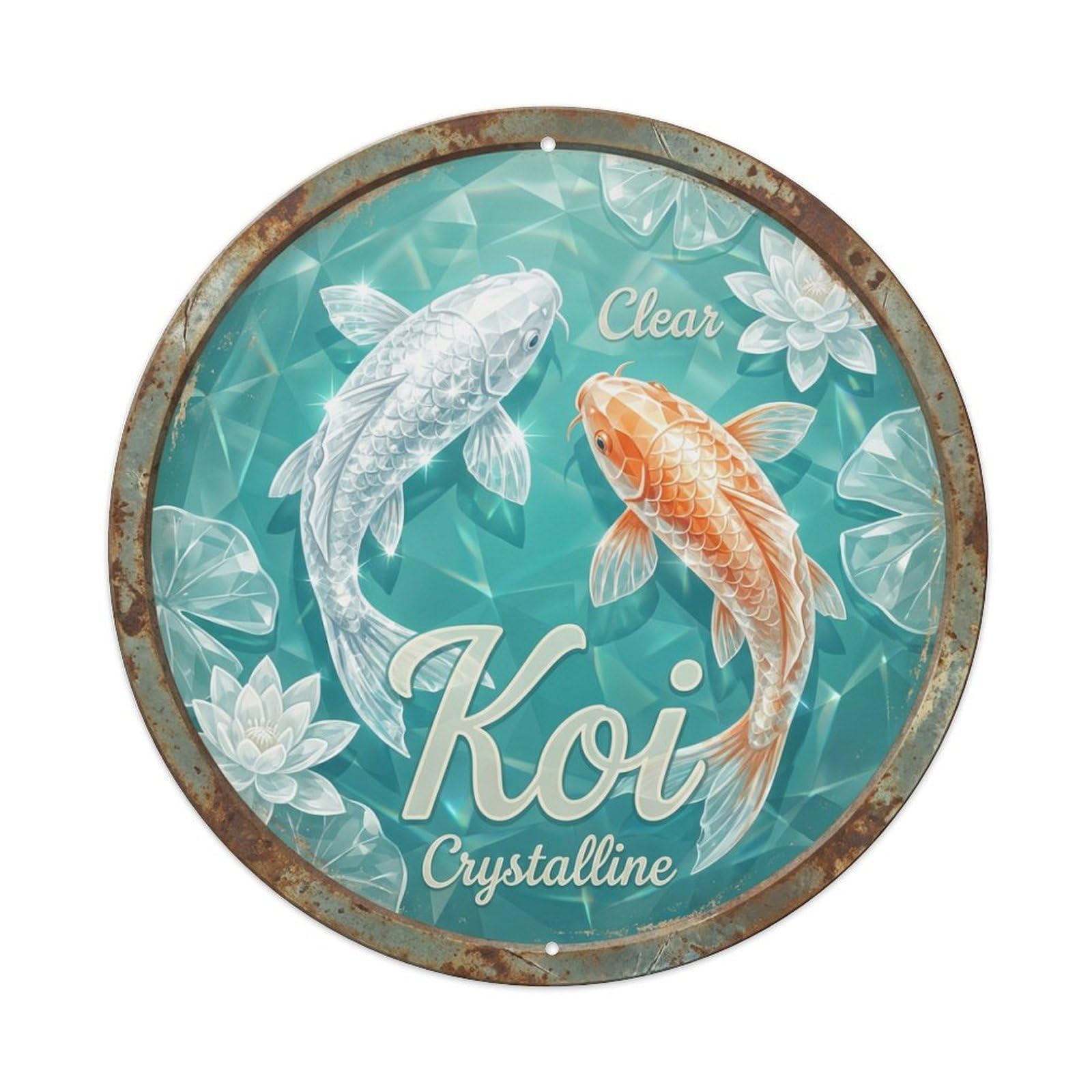 Tgrcjimh Style Metal Tin Sign Koi Fish Pure Clear Japanese Vintage Ukiyo-E