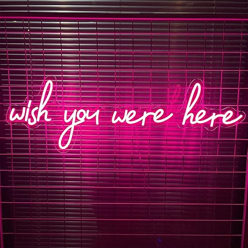 Miniatura 6 de Letrero de neón con texto en inglés Wish You Were Here para decoración de pared, letrero luminoso personalizado para interiores y dormitorio,