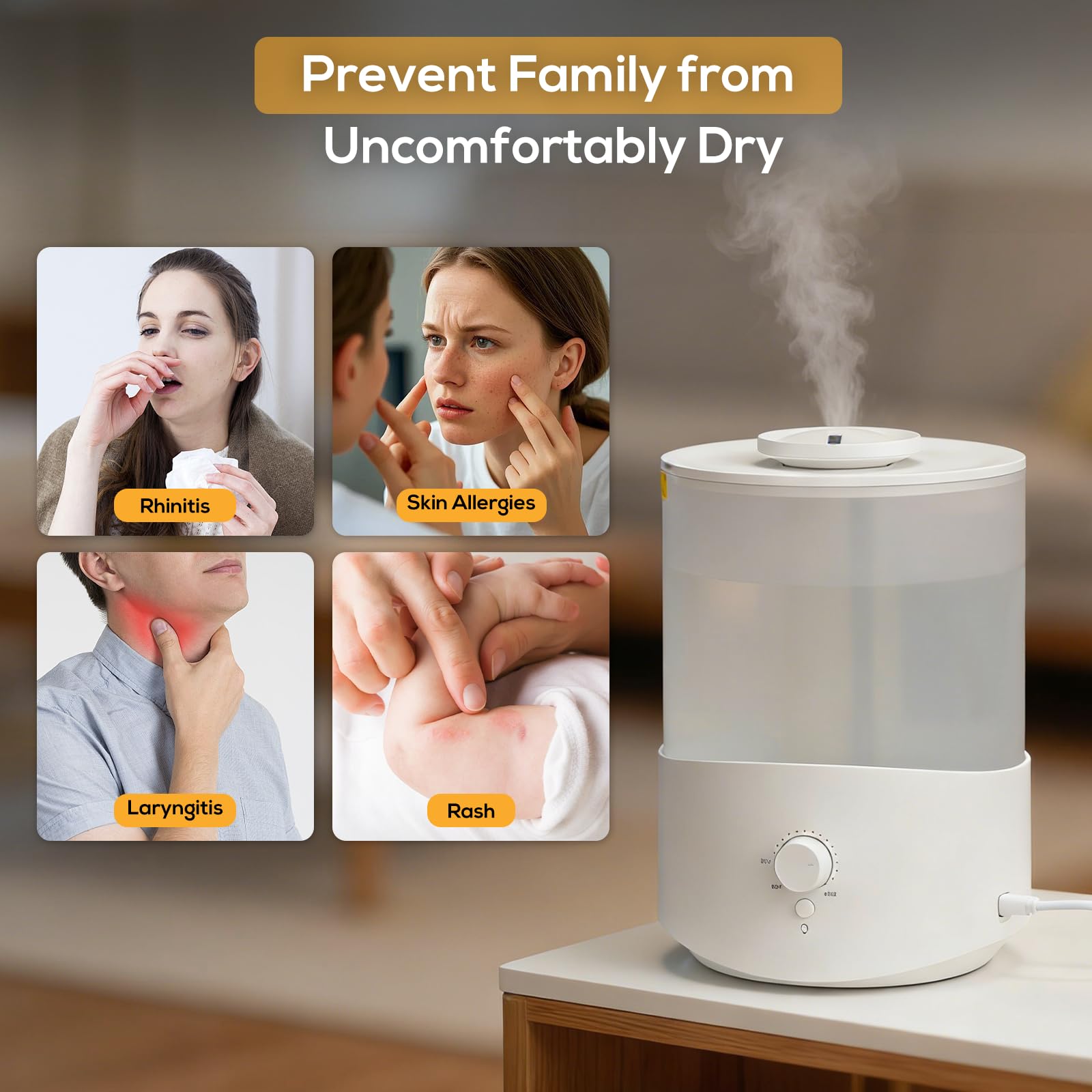 Romon Luftbefeuchter Schlafzimmer 2.5L, Top-Fill Aroma Diffuser, Humidifier mit 360° drehbarer Düse, bis 28H, automatischer Abschaltung, für Pflanzen große Räume & Zuhause, Weiß
