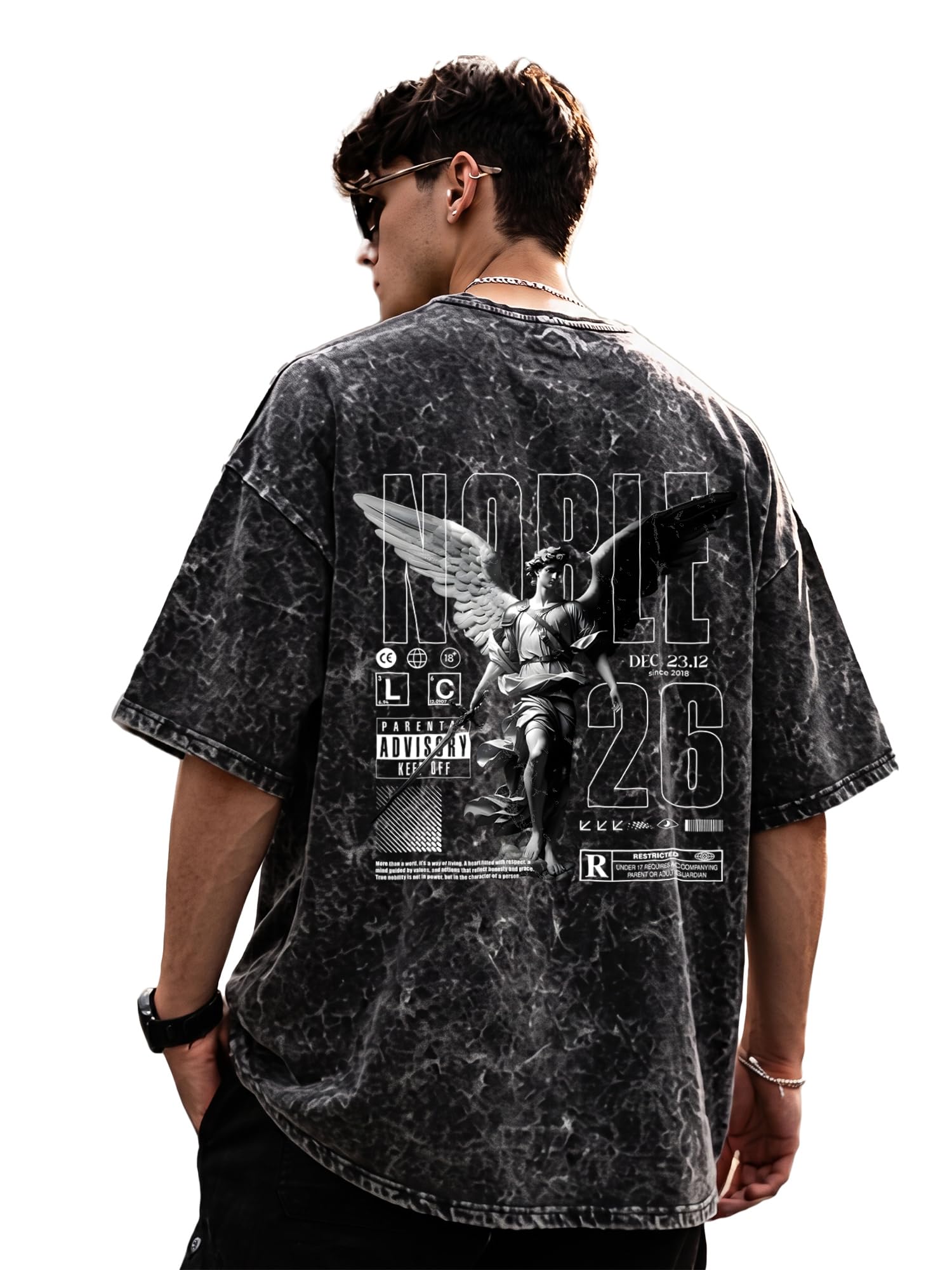 Mens Premium Branded Oversized Acid Wash T Shirt for Men Acid Wash Down Shoulder Graphic Printed Round Neck Oversize Fit Casual Urban Fashion-picture-52