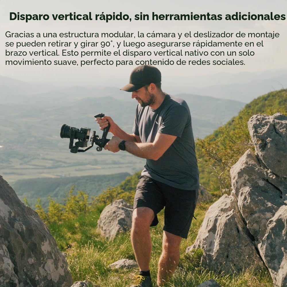 FeiyuTech SCORP 3 Estabilizador de Cámara, Seguimiento AI Integrado y Mando a Distancia Desmontable, Gimbal de Cámara con Pantalla Táctil y Capacidad de Carga de 3,5kg, para Grabación Vertical