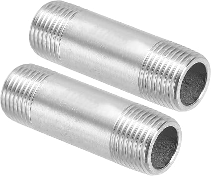 PATIKIL Pipe Fitting 3/8" NPT x 3/8" NPT Male Thread 2Pcs 2"/50mm Length